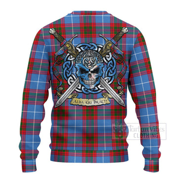 Dalmahoy Tartan Ugly Sweater with Family Crest Celtic Skull Style