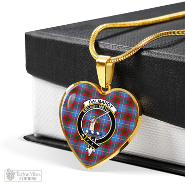 Dalmahoy Tartan Heart Necklace with Family Crest