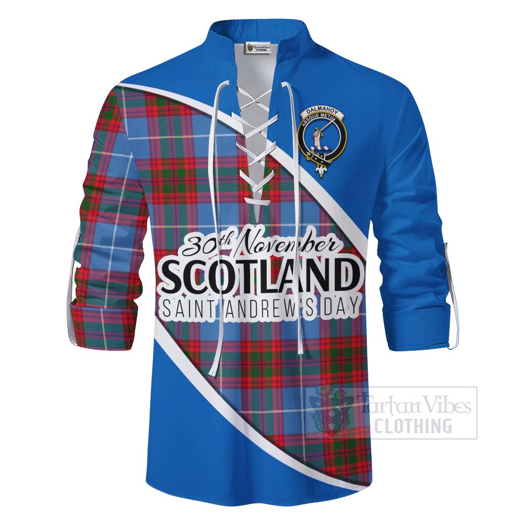 Tartan Vibes Clothing Dalmahoy Family Crest Tartan Ghillie Kilt Shirt Celebrate Saint Andrew's Day in Style