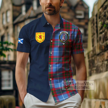 Dalmahoy Tartan Short Sleeve Button Shirt with Scottish Lion Royal Arm Half Style