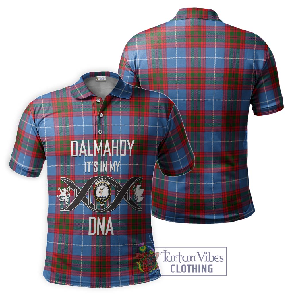 Tartan Vibes Clothing Dalmahoy Tartan Polo Shirt with Family Crest DNA In Me Style