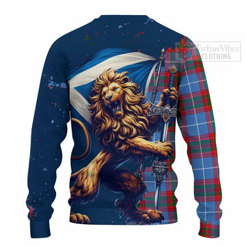 Dalmahoy Tartan Family Crest Knitted Sweater with Scottish Majestic Lion