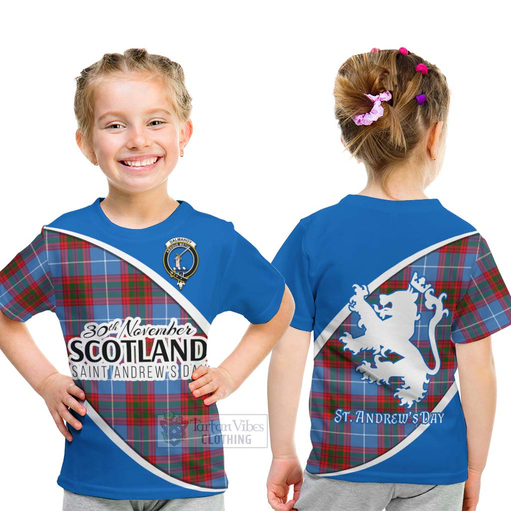 Tartan Vibes Clothing Dalmahoy Family Crest Tartan Kid T-Shirt Celebrate Saint Andrew's Day in Style