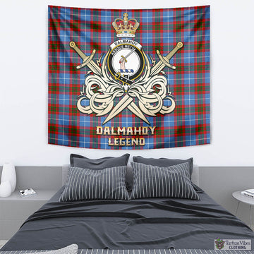 Dalmahoy Tartan Tapestry with Clan Crest and the Golden Sword of Courageous Legacy