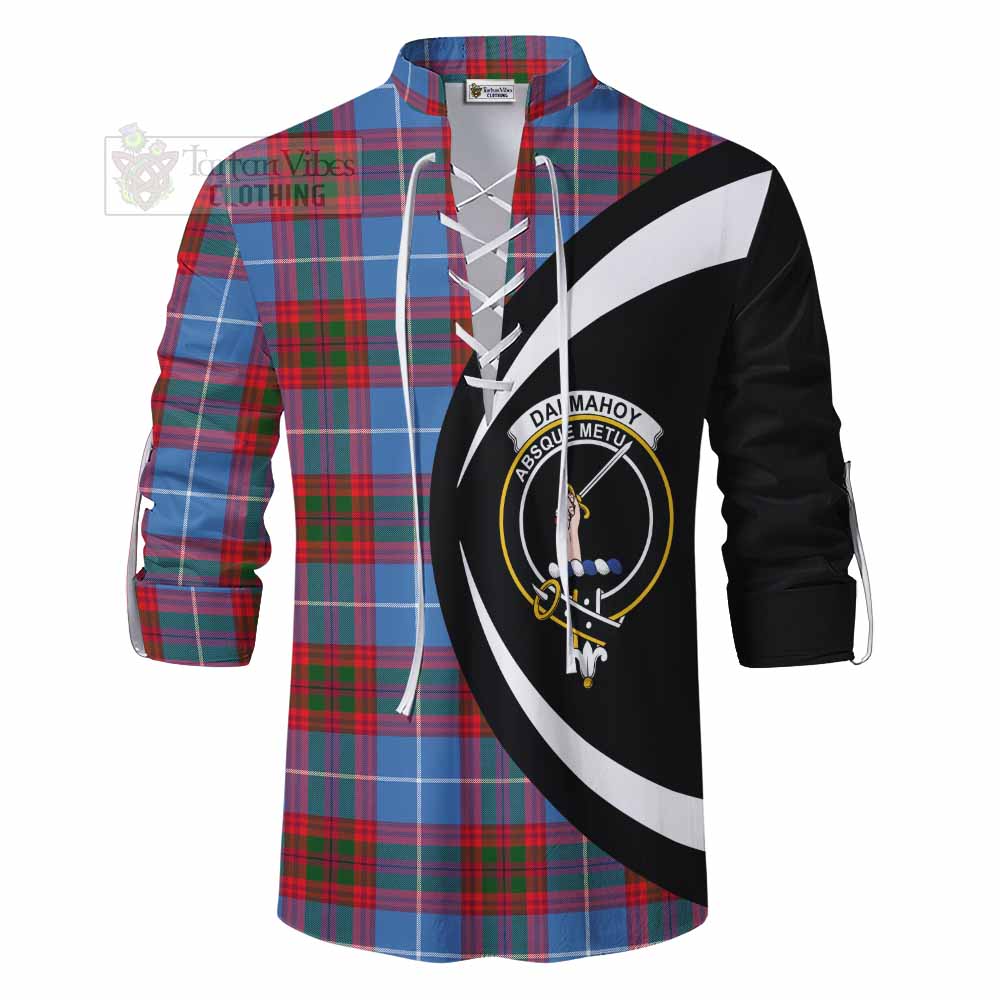 Tartan Vibes Clothing Dalmahoy Tartan Ghillie Kilt Shirt with Family Crest Circle Style