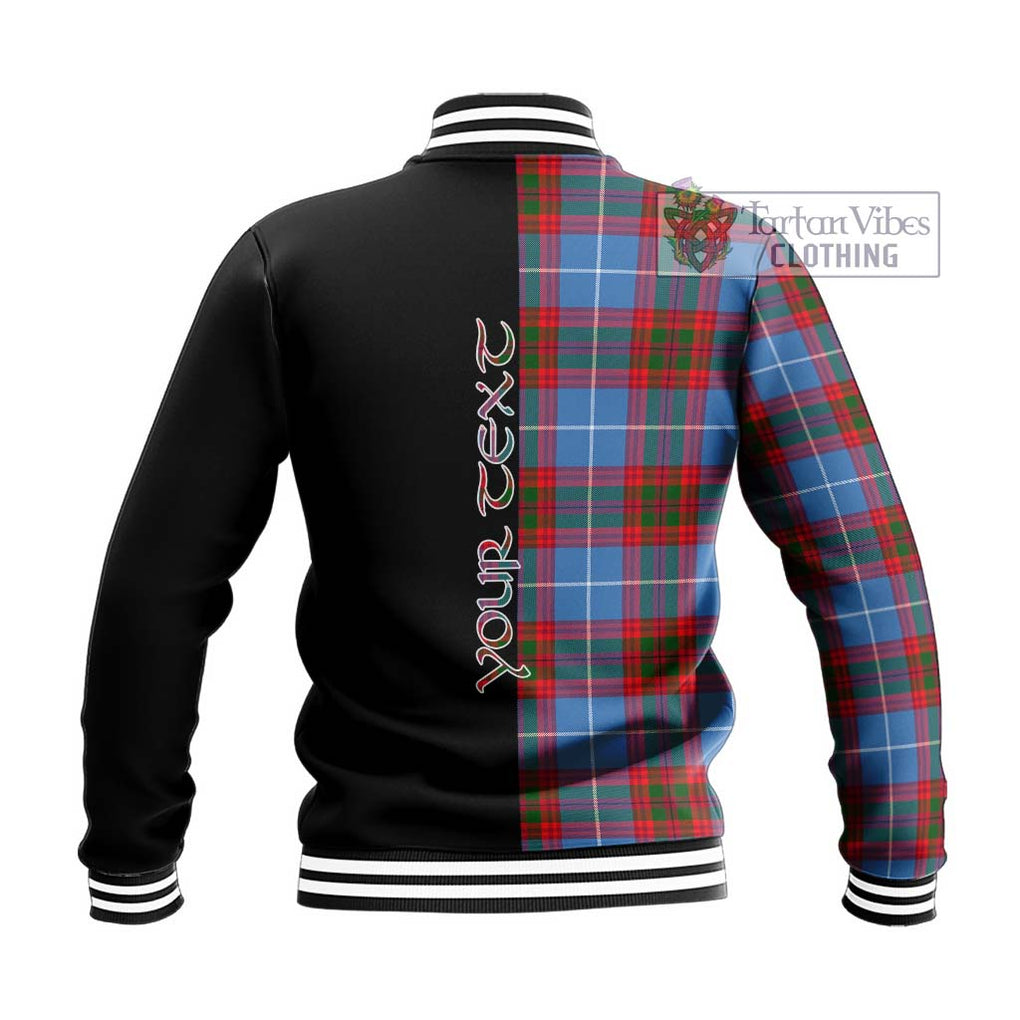 Dalmahoy Tartan Baseball Jacket with Family Crest and Half Of Me Style - Tartanvibesclothing Shop