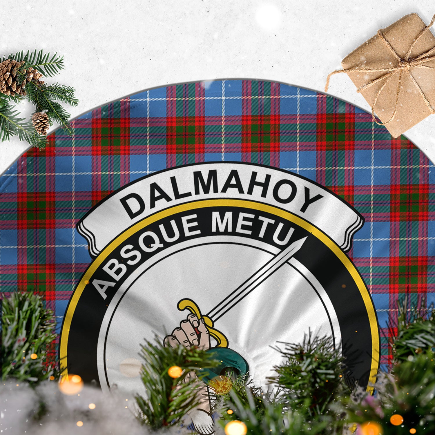 Dalmahoy Tartan Christmas Tree Skirt with Family Crest - Tartanvibesclothing