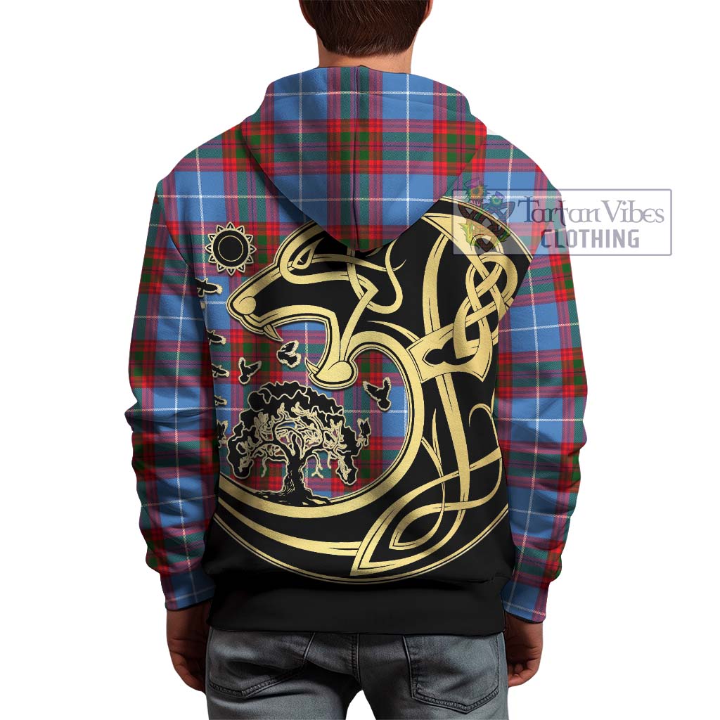 Tartan Vibes Clothing Dalmahoy Tartan Hoodie with Family Crest Celtic Wolf Style