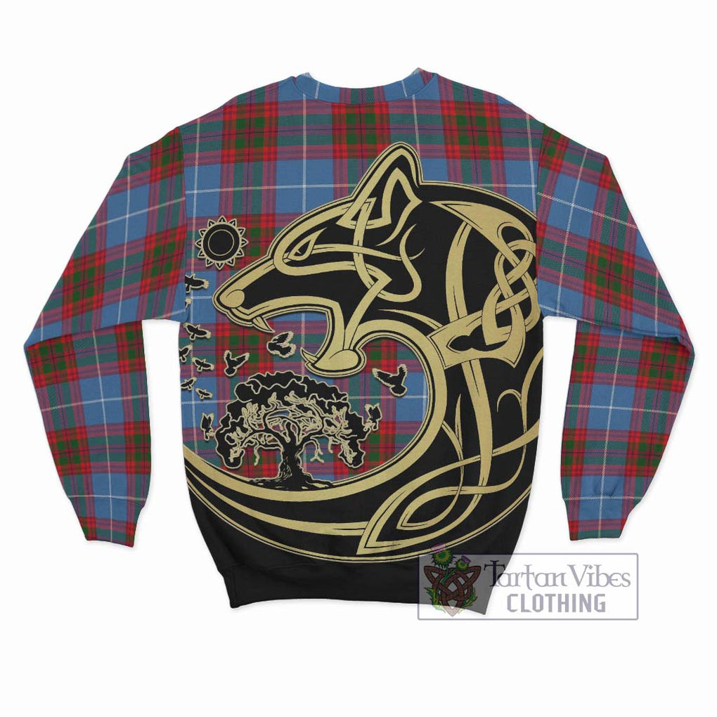 Dalmahoy Tartan Sweatshirt with Family Crest Celtic Wolf Style - Tartan Vibes Clothing