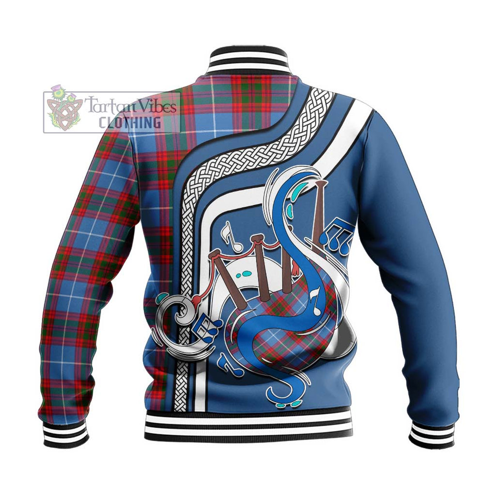 Tartan Vibes Clothing Dalmahoy Tartan Baseball Jacket with Epic Bagpipe Style