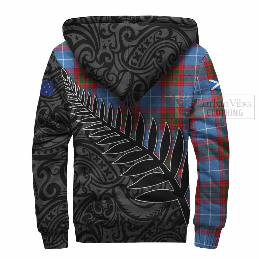 Tartan Vibes Clothing Dalmahoy Crest Tartan Sherpa Hoodie with New Zealand Silver Fern Half Style