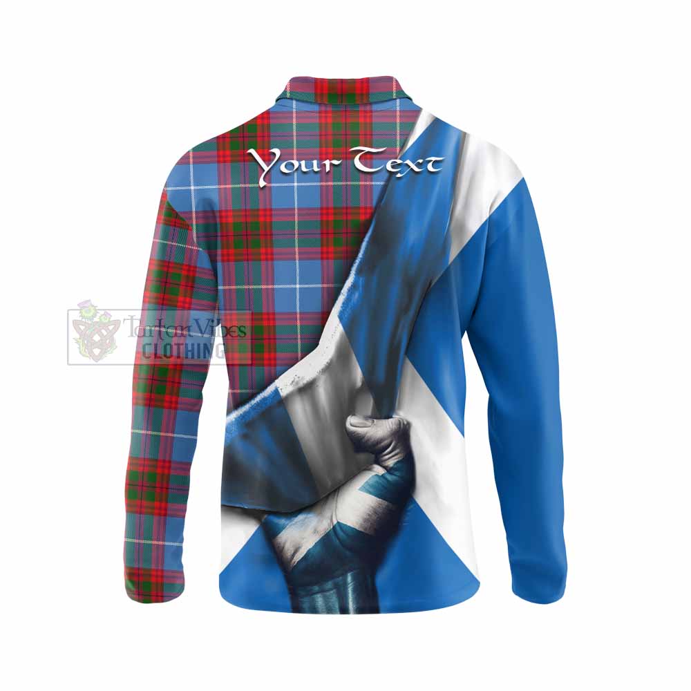 Tartan Vibes Clothing Dalmahoy Tartan Long Sleeve Polo Shirt with Family Crest Scotland Patriotic Style