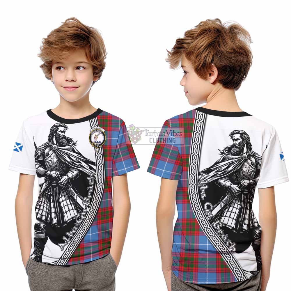 Dalmahoy Tartan Clan Crest Kid T-Shirt with Highlander Warrior Celtic Style