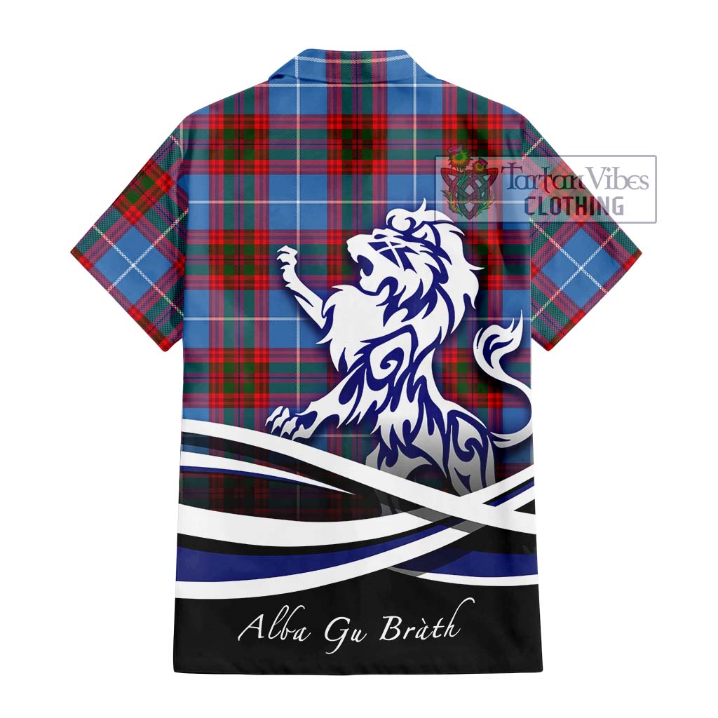 Tartan Vibes Clothing Dalmahoy Tartan Short Sleeve Button Shirt with Alba Gu Brath Regal Lion Emblem