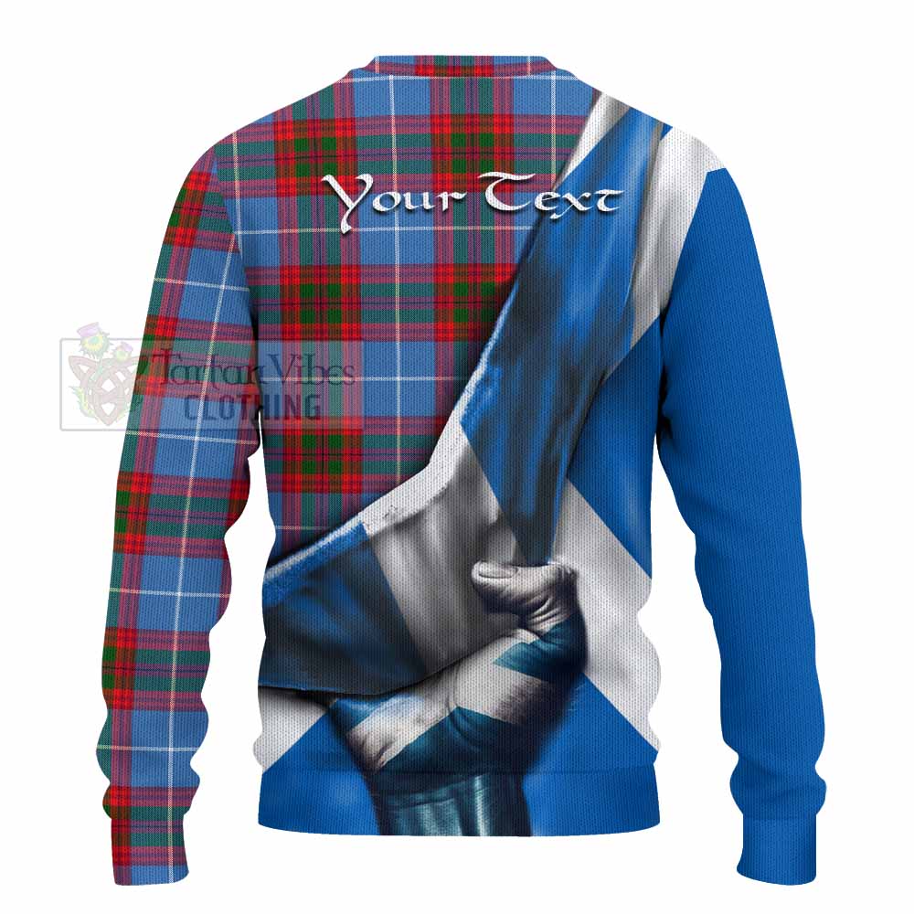 Tartan Vibes Clothing Dalmahoy Tartan Knitted Sweater with Family Crest Scotland Patriotic Style