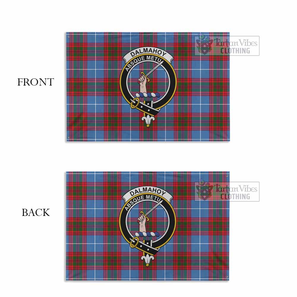 Tartan Vibes Clothing Dalmahoy Tartan House Flag with Family Crest