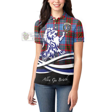 Dalmahoy Tartan Women's Polo Shirt with Alba Gu Brath Regal Lion Emblem