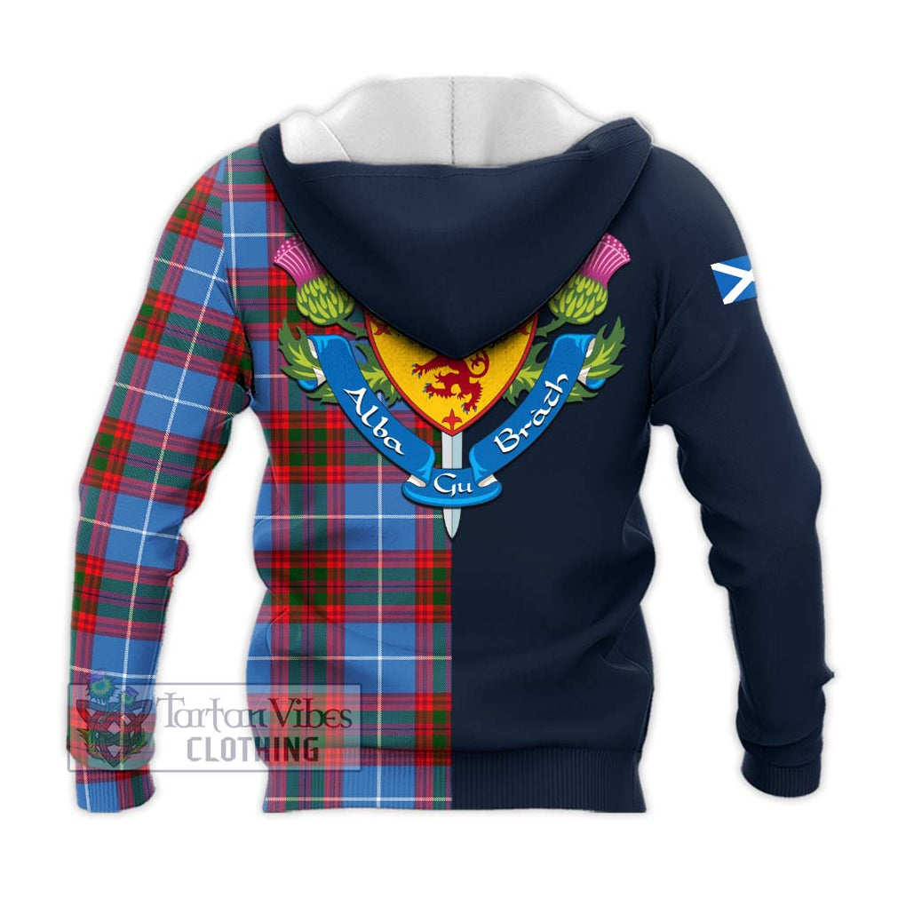 Tartan Vibes Clothing Dalmahoy Tartan Knitted Hoodie with Scottish Lion Royal Arm Half Style