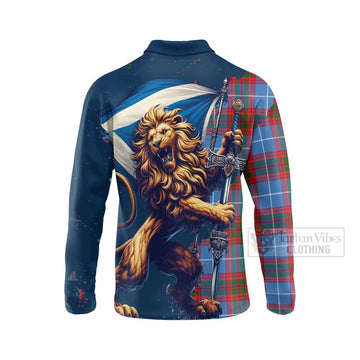 Dalmahoy Tartan Family Crest Long Sleeve Polo Shirt with Scottish Majestic Lion