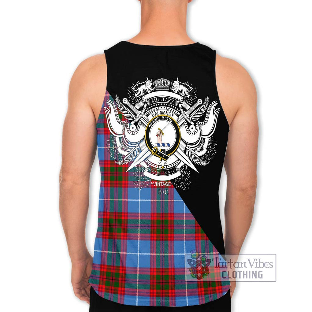 Dalmahoy Tartan Men's Tank Top with Family Crest and Military Logo Style - Tartanvibesclothing Shop