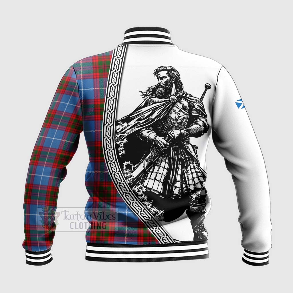 Tartan Vibes Clothing Dalmahoy Tartan Clan Crest Baseball Jacket with Highlander Warrior Celtic Style