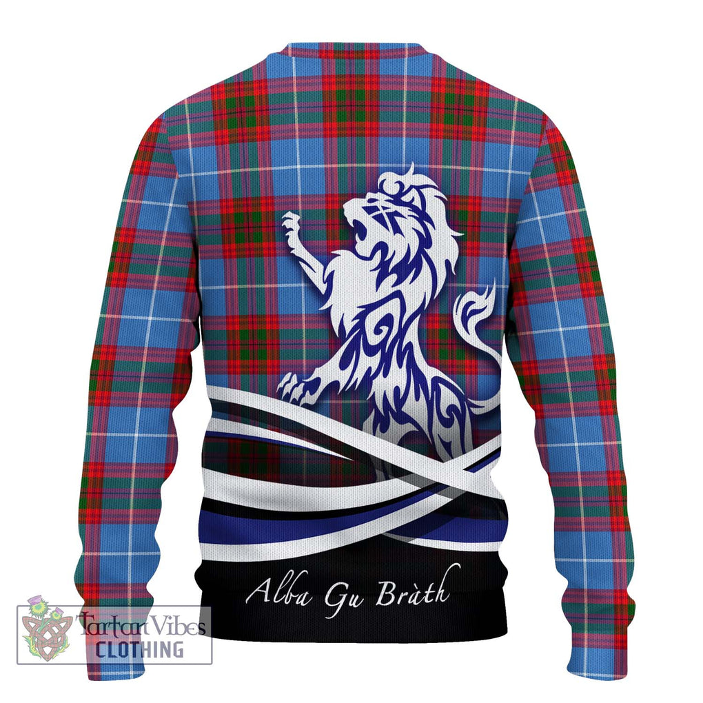 Dalmahoy Tartan Knitted Sweater with Alba Gu Brath Regal Lion Emblem - Tartanvibesclothing Shop