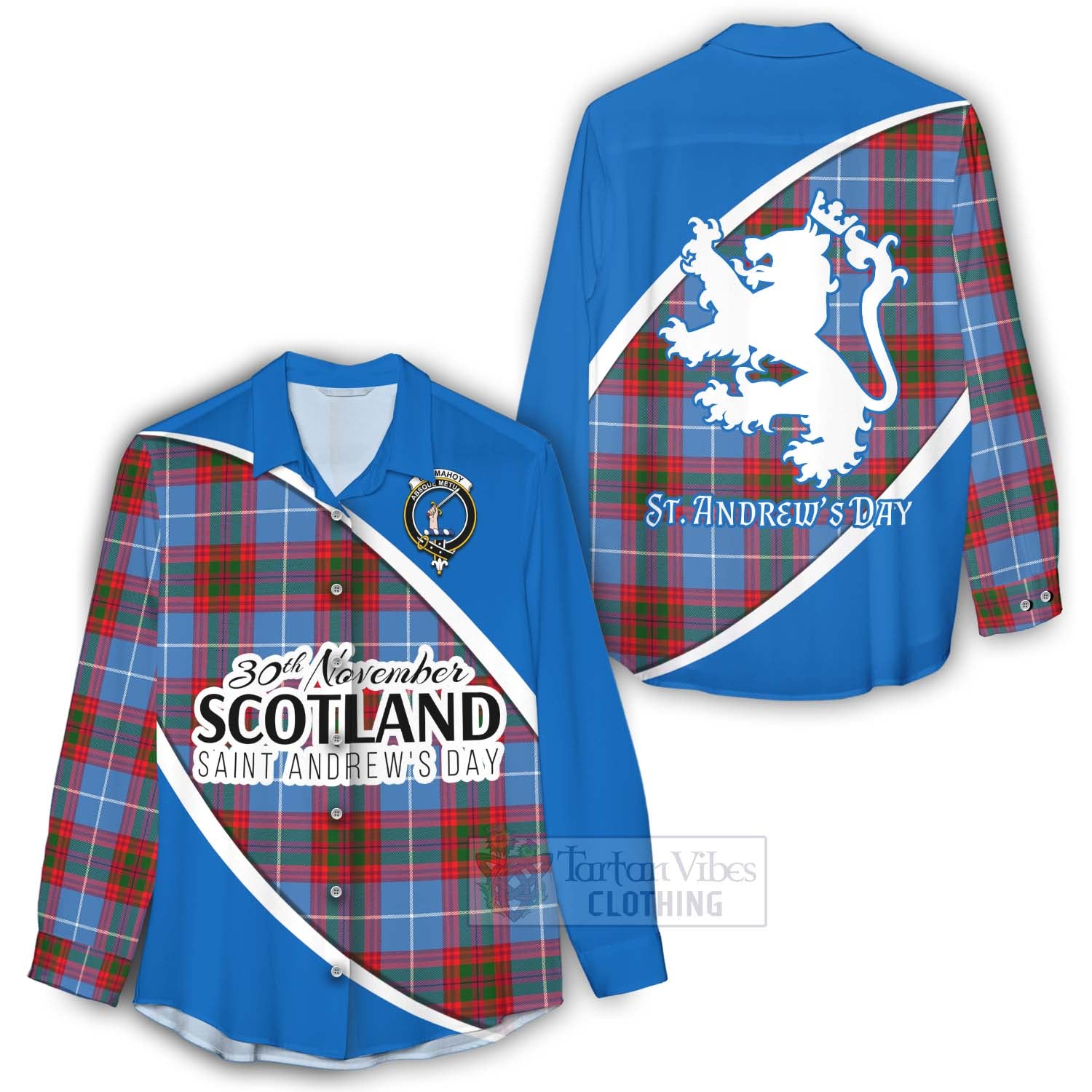 Tartan Vibes Clothing Dalmahoy Family Crest Tartan Women's Casual Shirt Celebrate Saint Andrew's Day in Style