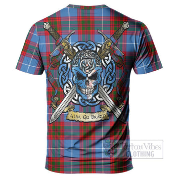 Dalmahoy Tartan T-Shirt with Family Crest Celtic Skull Style