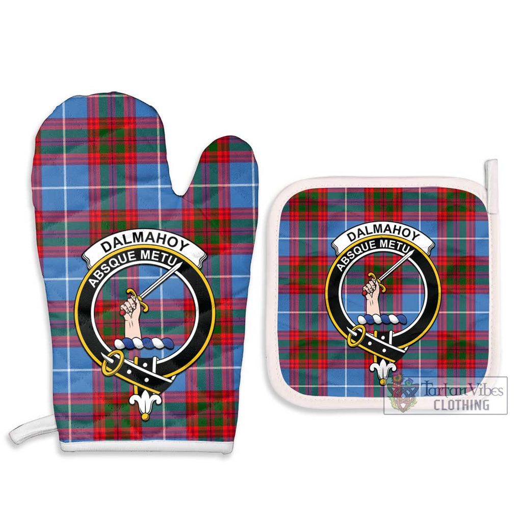 Dalmahoy Tartan Combo Oven Mitt & Pot-Holder with Family Crest Combo 1 Oven Mitt & 2 Pot-Holder White - Tartan Vibes Clothing