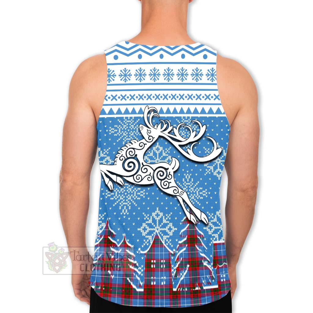 Tartan Vibes Clothing Dalmahoy Clan Christmas Men's Tank Top Celtic Reindeer Style