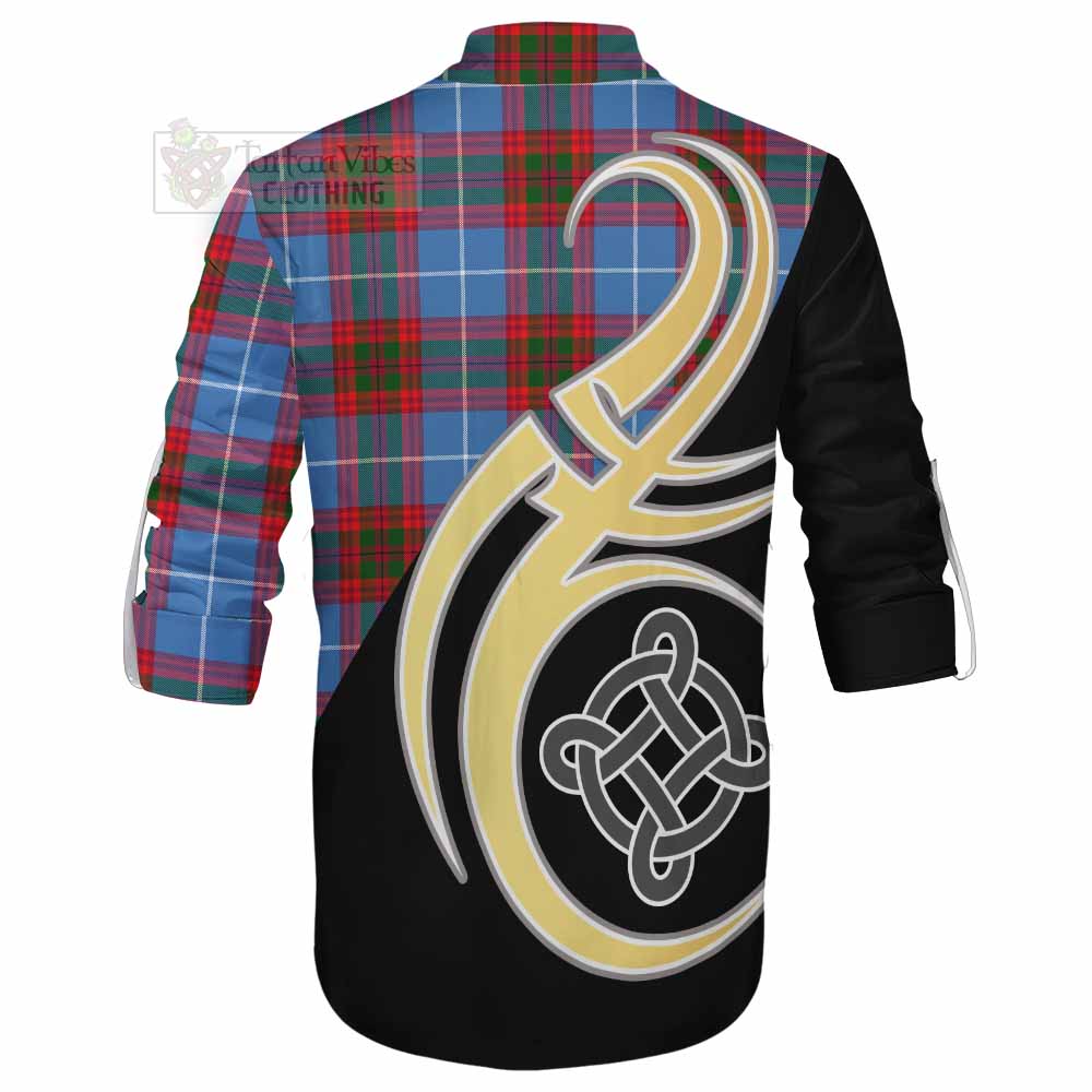 Tartan Vibes Clothing Dalmahoy Tartan Ghillie Kilt Shirt with Family Crest and Celtic Symbol Style