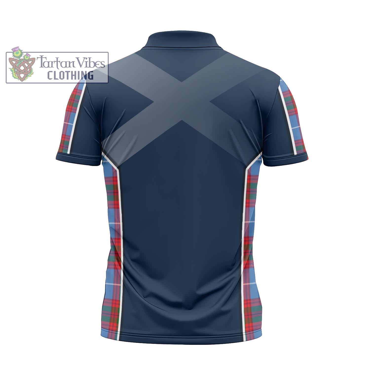 Tartan Vibes Clothing Dalmahoy Tartan Zipper Polo Shirt with Family Crest and Scottish Thistle Vibes Sport Style