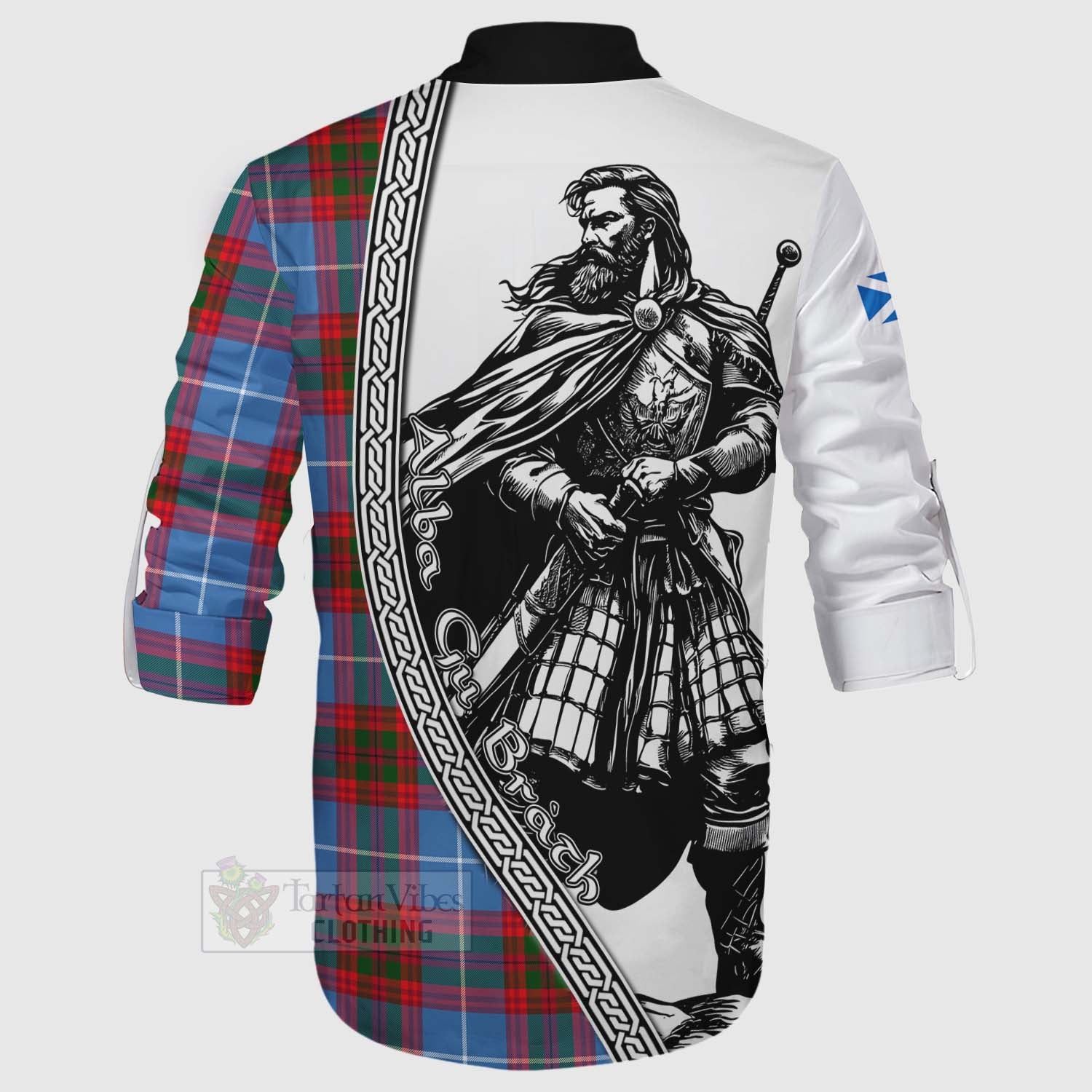 Tartan Vibes Clothing Dalmahoy Tartan Clan Crest Ghillie Kilt Shirt with Highlander Warrior Celtic Style