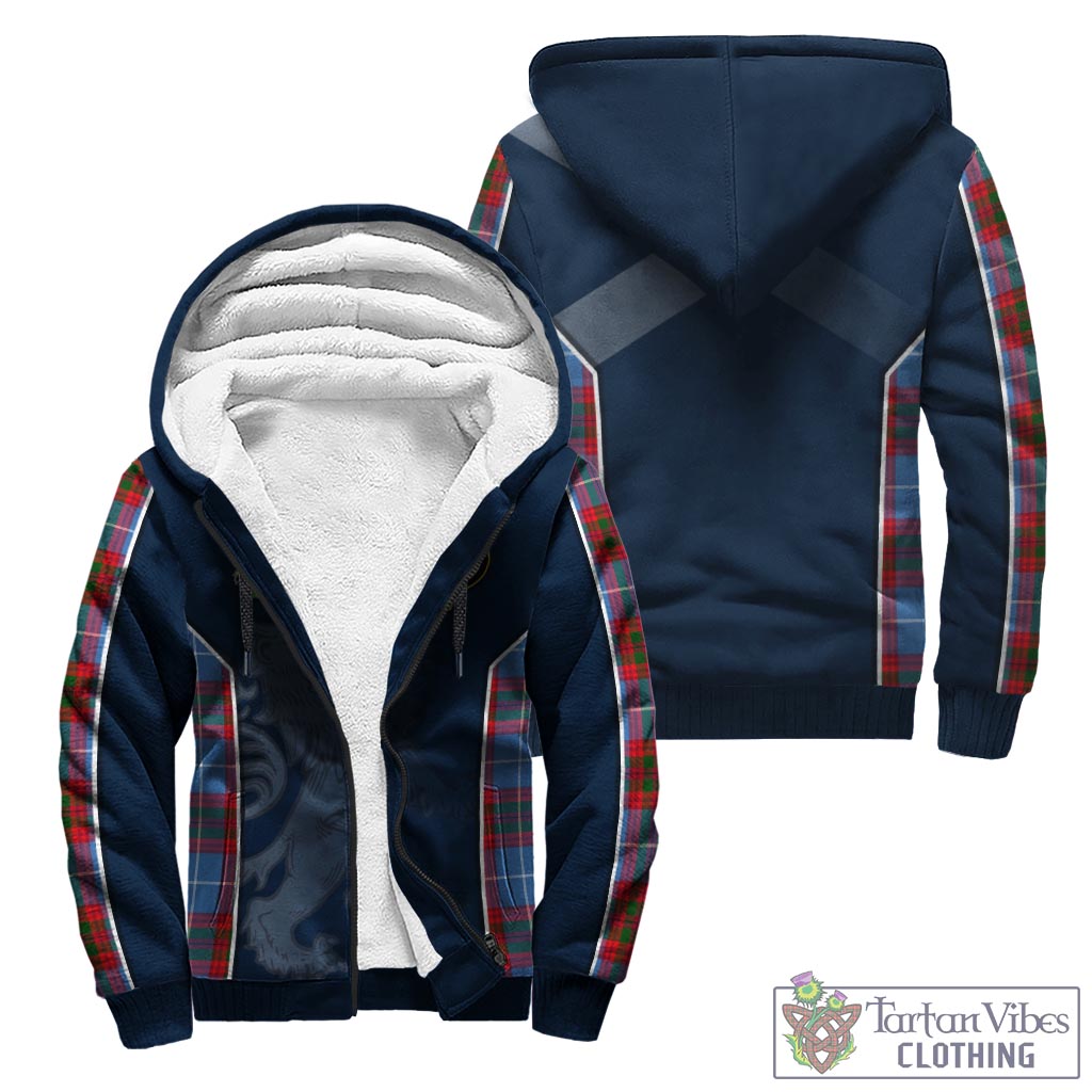 Tartan Vibes Clothing Dalmahoy Tartan Sherpa Hoodie with Family Crest and Lion Rampant Vibes Sport Style
