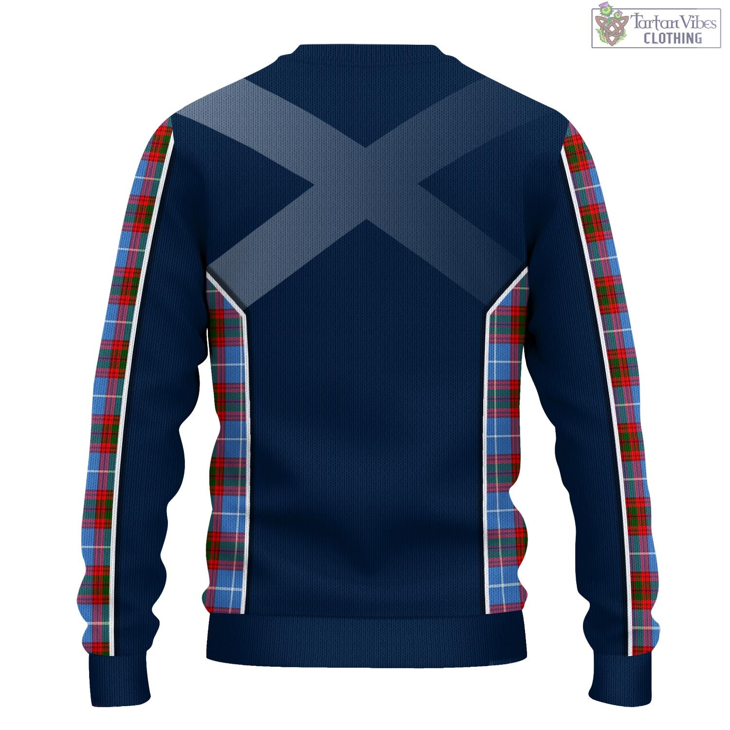 Tartan Vibes Clothing Dalmahoy Tartan Knitted Sweatshirt with Family Crest and Scottish Thistle Vibes Sport Style