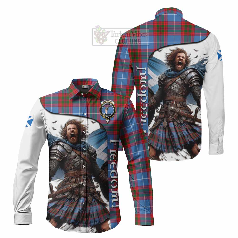 Tartan Vibes Clothing Dalmahoy Crest Tartan Long Sleeve Button Shirt Inspired by the Freedom of Scottish Warrior