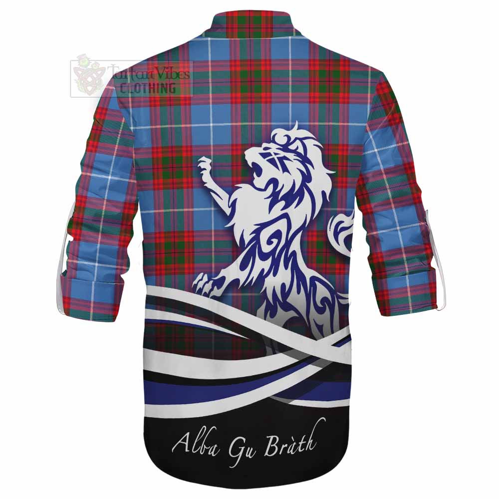 Tartan Vibes Clothing Dalmahoy Tartan Ghillie Kilt Shirt with Alba Gu Brath Regal Lion Emblem