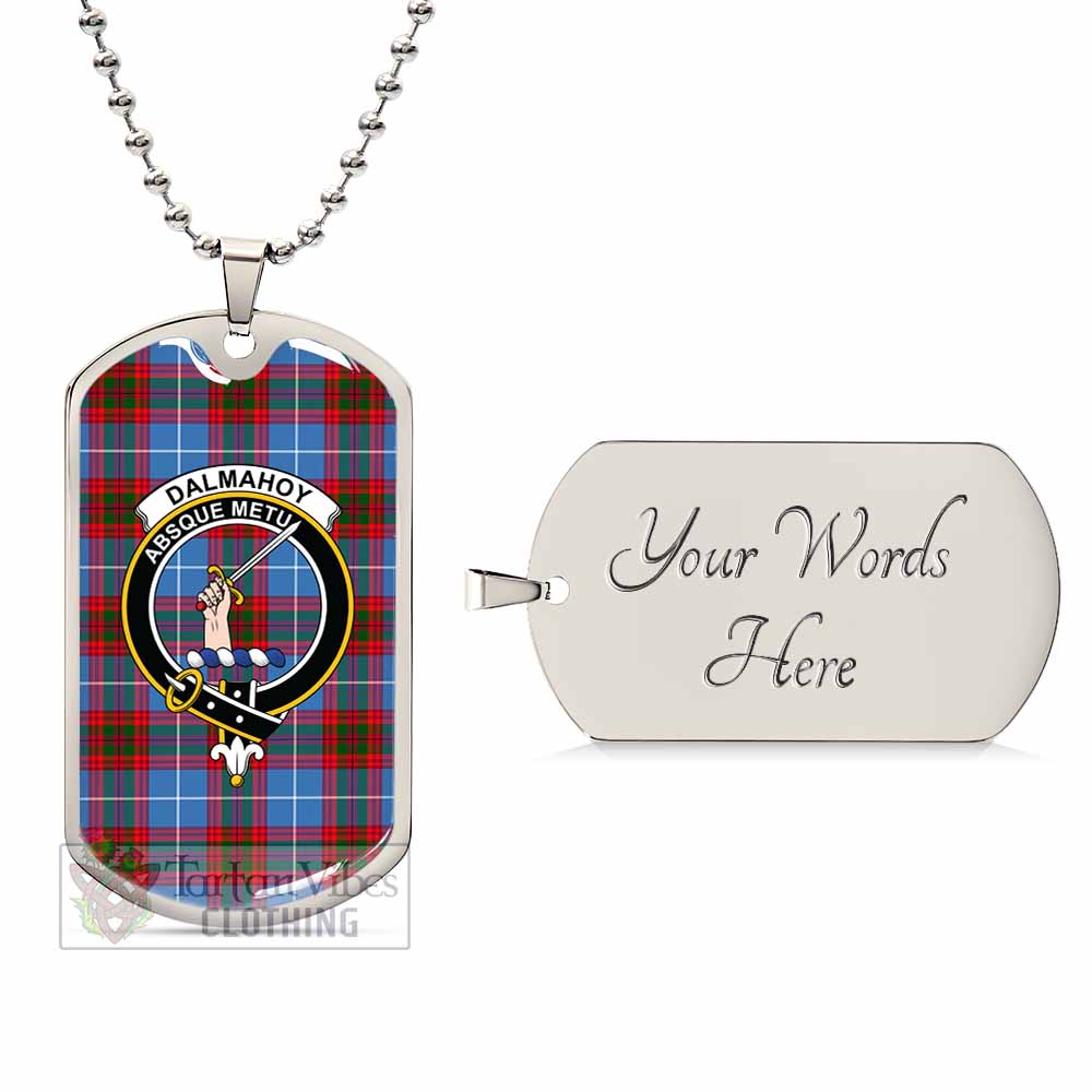 Tartan Vibes Clothing Dalmahoy Tartan Dog Tag Necklace with Family Crest