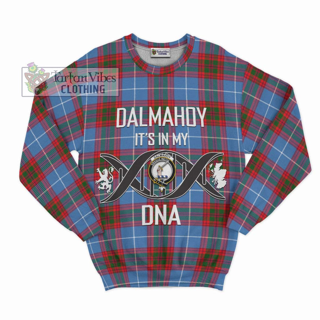 Dalmahoy Tartan Sweatshirt with Family Crest DNA In Me Style - Tartanvibesclothing Shop