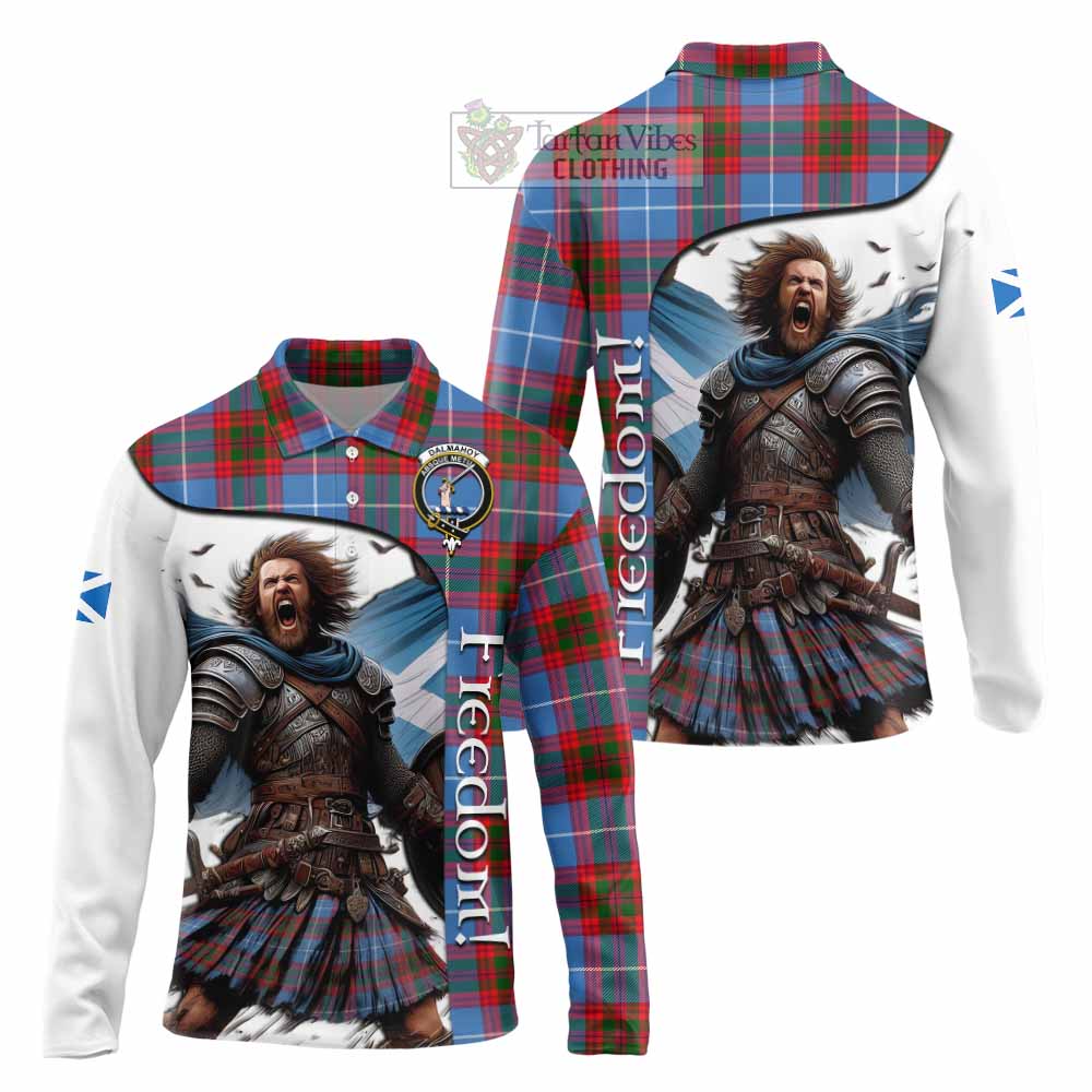 Tartan Vibes Clothing Dalmahoy Crest Tartan Long Sleeve Polo Shirt Inspired by the Freedom of Scottish Warrior