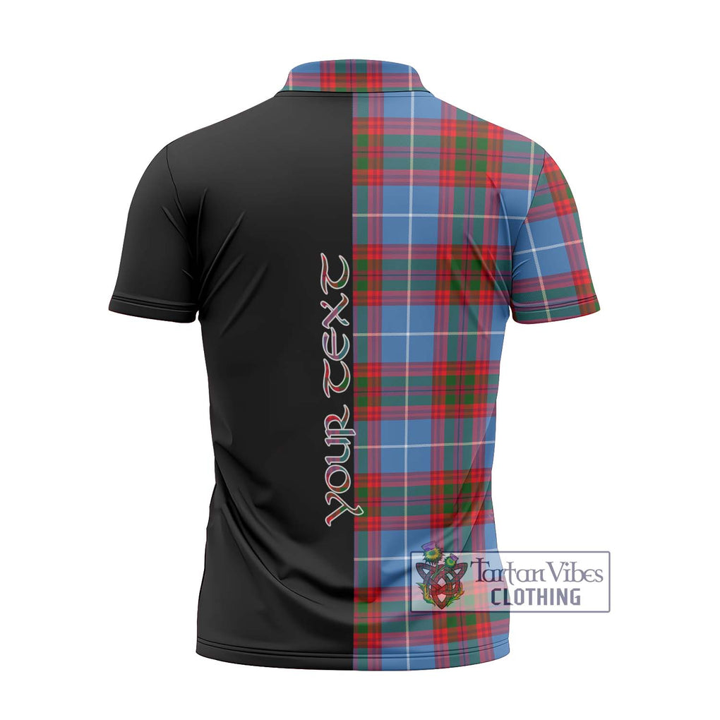 Dalmahoy Tartan Zipper Polo Shirt with Family Crest and Half Of Me Style - Tartanvibesclothing Shop