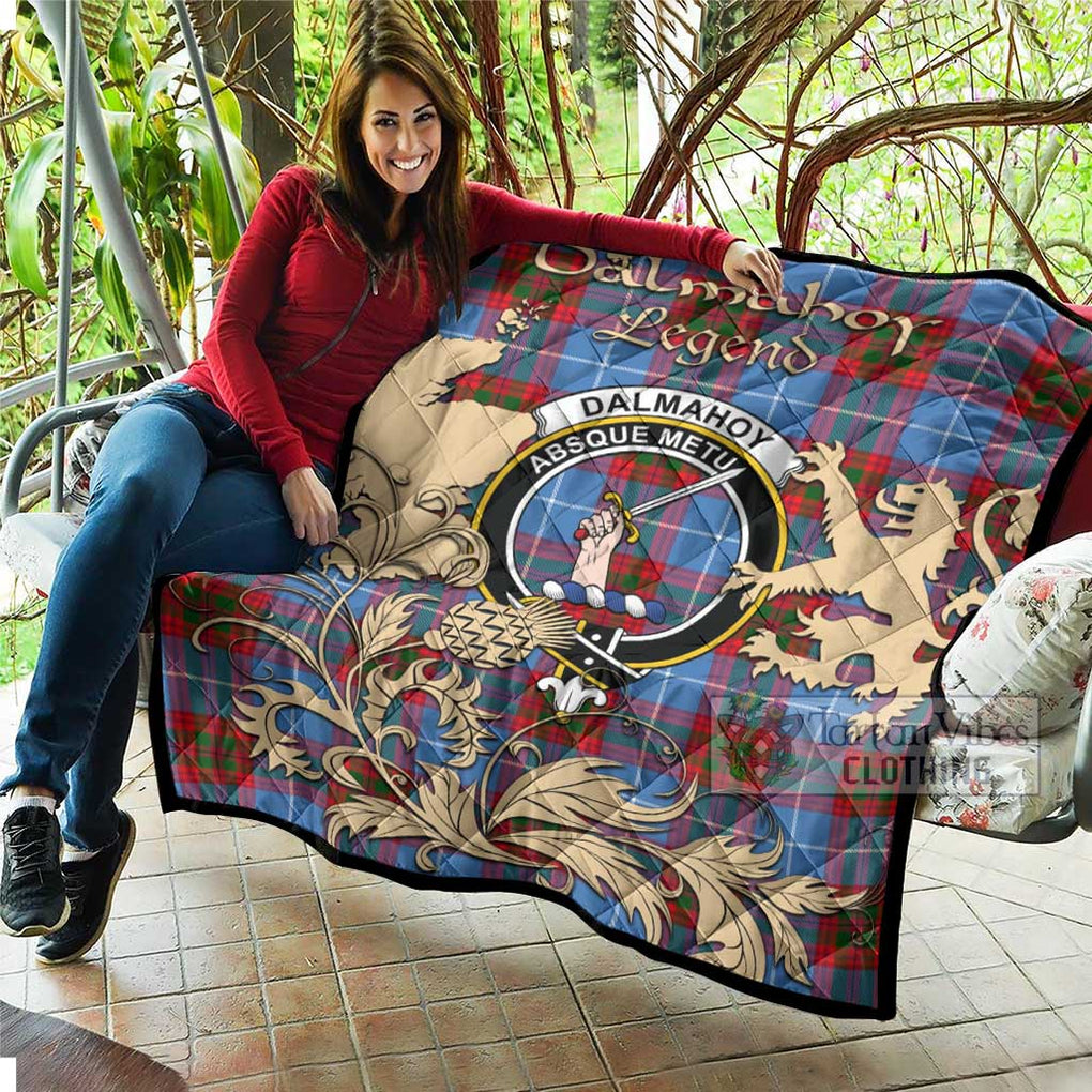 Tartan Vibes Clothing Dalmahoy Tartan Quilt with Family Crest and Scottish Symbol Style