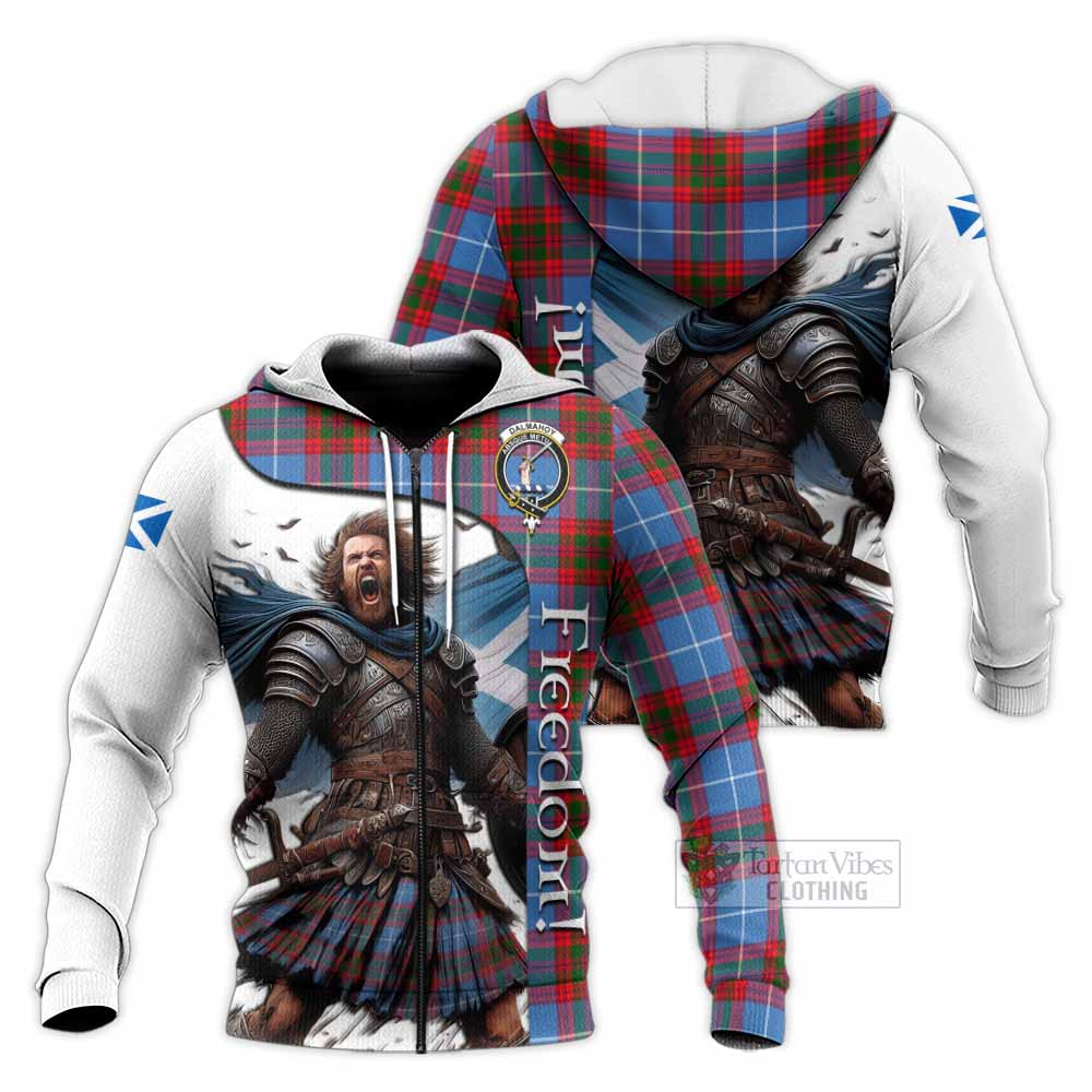 Tartan Vibes Clothing Dalmahoy Crest Tartan Knitted Hoodie Inspired by the Freedom of Scottish Warrior