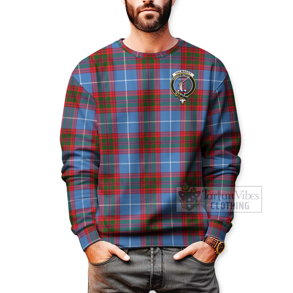 Tartan Vibes Clothing Dalmahoy Tartan Sweatshirt with Family Crest Celtic Skull Style