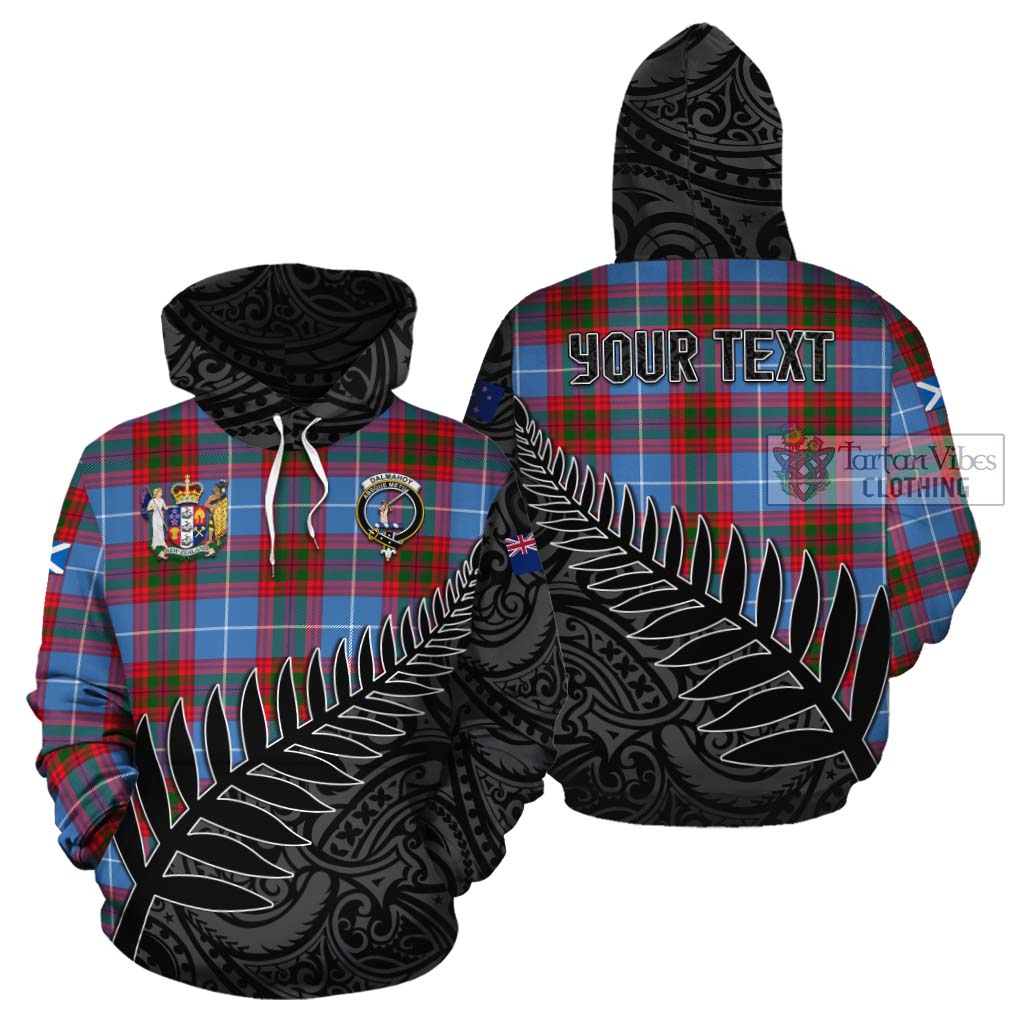 Tartan Vibes Clothing Dalmahoy Crest Tartan Cotton Hoodie with New Zealand Silver Fern Half Style