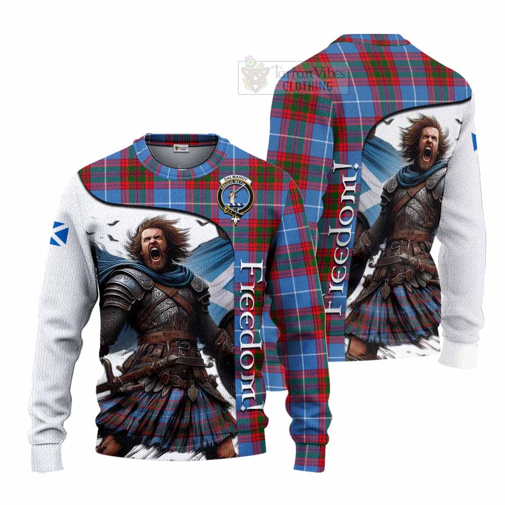 Tartan Vibes Clothing Dalmahoy Crest Tartan Knitted Sweater Inspired by the Freedom of Scottish Warrior