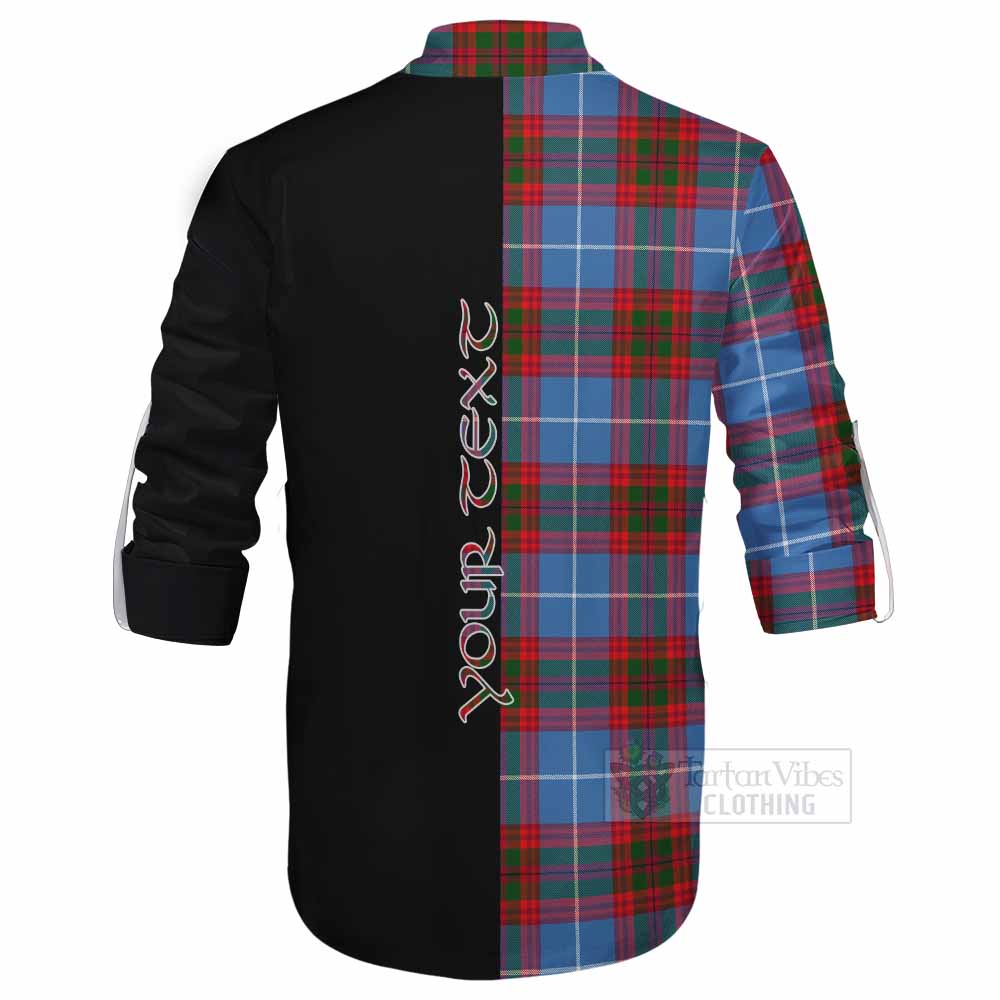 Tartan Vibes Clothing Dalmahoy Tartan Ghillie Kilt Shirt with Family Crest and Half Of Me Style