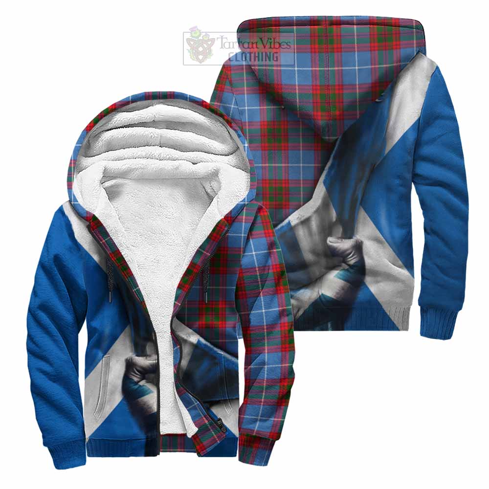 Tartan Vibes Clothing Dalmahoy Tartan Sherpa Hoodie with Family Crest Scotland Patriotic Style