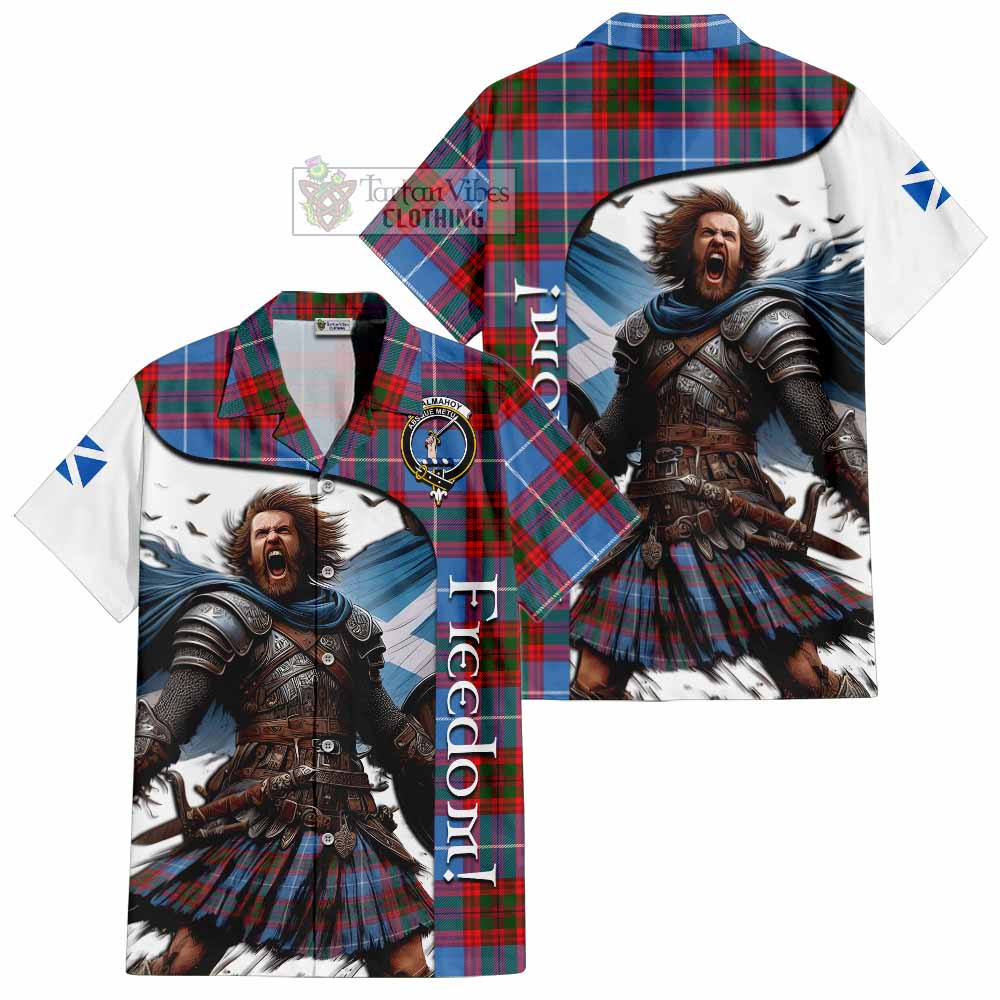 Tartan Vibes Clothing Dalmahoy Crest Tartan Short Sleeve Button Shirt Inspired by the Freedom of Scottish Warrior