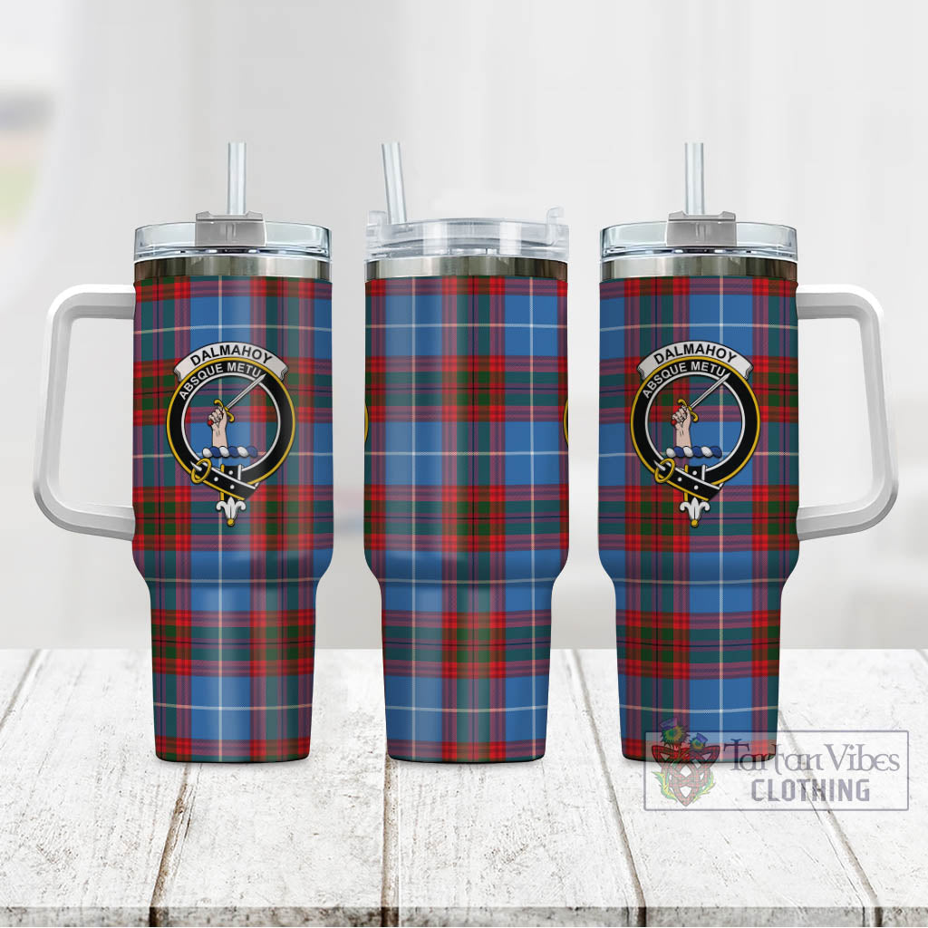 Tartan Vibes Clothing Dalmahoy Tartan and Family Crest Tumbler with Handle